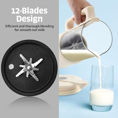 Nut Milk Maker, 8 in 1 Homemade Automatic Plant-Based Milk, Soy Milk, Oat Milk, Almond Milk, Coconut Milk & More, Multifunctional/12 Hours Timer/Auto-Clean/Room Temp/Keep Warm/Boil/Room Temp/Low-Noise - Image 4