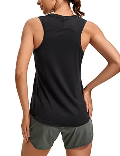 CRZ YOGA Lightweight Racerback Tank Tops for Women High Neck Workout Athletic Running Sleeveless Shirts Black Large - Image 1