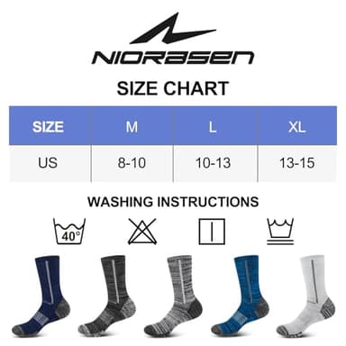Niorasen Men's Cotton Crew Work Socks, 5 Pairs Cushioned Boot Socks, Moisture Wicking Athletic Socks for Hiking Sports Running 10-13 (Black) - Image 7