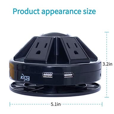 KMC 6-Outlet Surge Protector Power Strip with 2 USB (2.4A), Overload Protection, 15A 14AWG 6-Foot Cord Wire Extension Universal Socket - Image 8