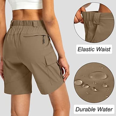 Viodia Women's 7" Hiking Cargo Shorts with Pockets Quick Dry Lightweight Shorts for Women Golf Casual Summer Shorts Dark Khaki L - Image 3