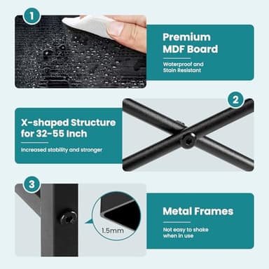 OLIXIS 47 Inch Home Office Desk, Small Computer Work Table with X-Shaped Reinforcement, Home Simple Modern Writing Study Table, Black - Image 4