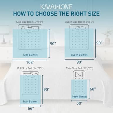 KAWAHOME Summer Sweatshirt Blanket Queen Size for Bed-Lightweight Breathable Blankets,Soft Thin Knit Jersey Blanket for Hot Sleepers,90 X 90 Inches, Heather Blue - Image 3