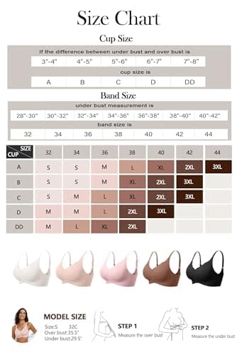 Vertvie Womens Seamless Bras No Underwire Supportive Wireless Push Up Full Coverage Bralette Comfort Scalloped T-Shirt Bra(Grey,X-Large) - Image 6