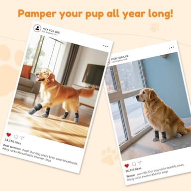 PICK FOR LIFE Non Slip Dog Socks with Grippers Prevent from Licking Paws, Anti-Slip Dogs Grip Socks for Senior Dogs on Hardwood Floor(Pink, 2Pairs, M) - Image 5