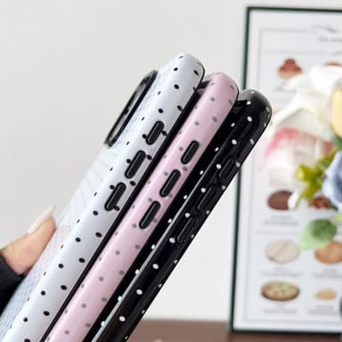 Sayoaho Compatible with iPhone 15 Case, Fashion Cute Polka Dot Pattern Aesthetic Design for Women, Soft TPU and Hard Back Shockproof Phone Case for iPhone 15 6.1 inch, Black - Image 6