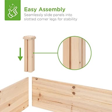 Best Choice Products 8x2ft Outdoor Wooden Raised Garden Bed Planter for Vegetables, Grass, Lawn, Yard - Natural - Image 4