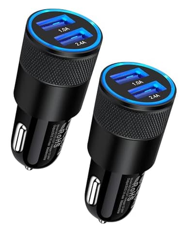 Car Charger, [2Pack/3.4a] Fast Charge Dual Port USB Cargador Carro Lighter Adapter for iPhone 15 14 13 12 11 Pro Max X XR XS 17 Plus 16, iPad, Samsung Galaxy S23 S22 S21 S25 Plus S7 j7 S10e S9 Note 8 - Image 1