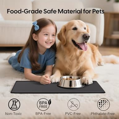Jalopink Silicone Feeding Placemat for Food & Water Dogs Cats Children, 22"x14" BPA-Free with Raised Edge Waterproof Mat, Silicone Mats for Coffee, Under Sink, Kitchen - Image 3