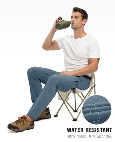 TBMPOY Men's Lightweight Hiking Pants Quick Dry Mountain Fishing Camping Travel Outdoor Pants Thin Stone Blue M - Image 6