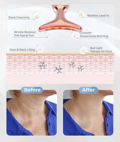 ELISHINE Light Based Face-Neck-Massager - 7 Color Portable Facial Massager for Skin Care, Rose Gold - Image 6