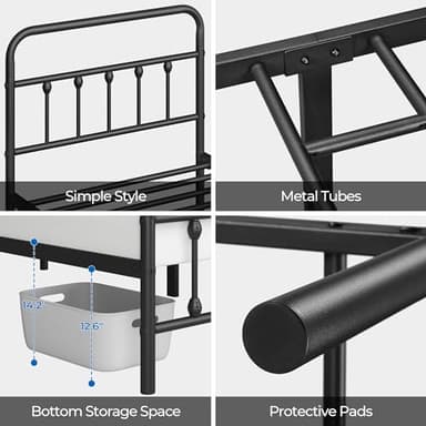 Yaheetech Classic Metal Platform Bed Frame Mattress Foundation with Victorian Style Iron-Art Headboard/Footboard/Under Bed Storage/No Box Spring Needed/Twin Size Black - Image 9