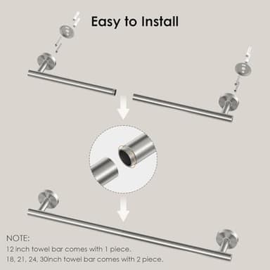 FORIOUS Towel Bar Wall Mounted, Stainless Steel Towel Racks for Bathroom, Includes Wall Mounting Hardware (Brushed Nickel, 20 Inch) - Image 6