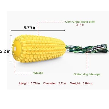 Dog Chew Toys for Aggressive Chewers,Corn Interactive Squeaky Dog Toys for Puppy Medium Breed,Tough Rubber Dental Chew Dog Toys - Image 4