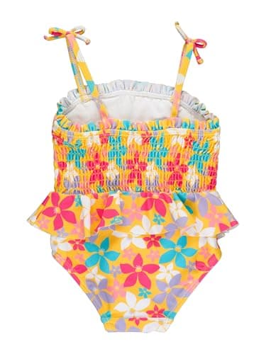 RuffleButts UPF50+ Endless Summer Floral Peplum Smocked Bodice One Piece - 10 - Image 2