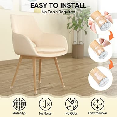 BALEINE 32 Pack Silicone Chair Leg Floor Protectors, Stool Leg Protectors Cap, Non-Slip Chair Leg Caps for Hardwood Floors (Clear & Small, 32 Pack) - Image 6