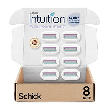 Schick Intuition Refill, Pure Nourishment Razors for Women | Intuition Razor Blades Refill with Organic Cocoa Butter, 8 Count Razor Refills - Image 1