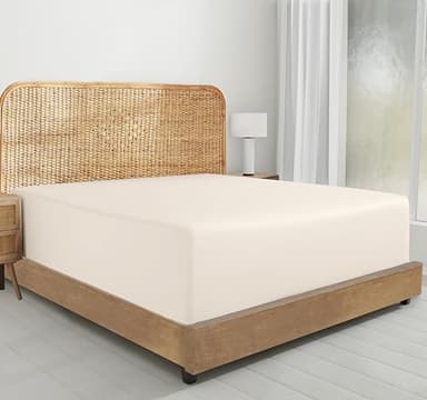 California Design Den California King Fitted Sheet Only, 100% Organic Cotton Percale, Deep Pocket, Lightweight, Snug-Fit, All Around Elastic, 1 Pc Cal King Fitted Sheet - Ivory (Cream Tone) - Image 1