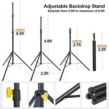 LINCO Lincostore Backdrop Support Stand Kit 10x6.5ft Adjustable Photography Studio Photo Background Support System with Carrying Bag for Green Screen Muslin, 4171 - Image 2