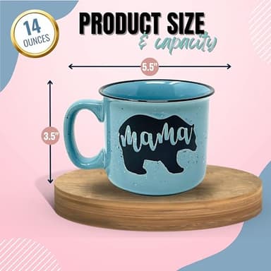 Mama Bear Ceramic Coffee Mug for Mom, Wife, Women – Unique Teal Ceramic Mug – Fun Gifts for Her on Mother’s Day, Birthday, or Christmas – Cute Coffee Cup for Moms, Wives, and Coffee-Loving Women - Image 4