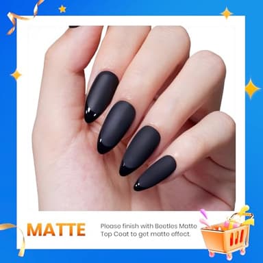 Beetles Black Gel Polish, 1 Pcs 15ml Audrey Black Nail Polish Color Gel Nail Polish Halloween Nails Soak Off Art Manicure Salon DIY Uv Lamp Nail Design Decoration at Home - Image 4