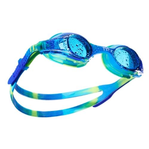 TYR Swimple Tie-Dye Kids' Swim Goggles - Non-Mirrored Swimming Goggles for Competitive Training and Recreation - Anti-Fog, UVA/UVB Protection, Watertight Seal - Blue/Green - Image 1