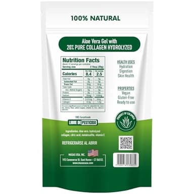 Natural Pulp Real Aloe Vera with Collagen Peptides, 14 oz - All Natural Pulp Real Aloe Vera Gel Ready To Use, Soothing Moisturizer for Skin and Hair - Image 2