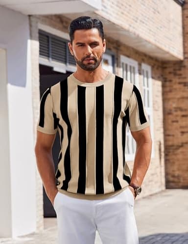 COOFANDY Mens Casual Shirts Crew Neck Dress Tshirts for Men Dress Sweater Knit Shirt - Image 2