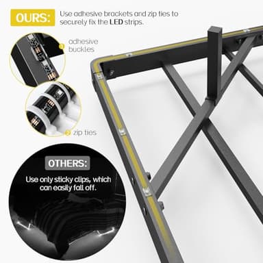 Liians Full Size Modern Floating Bed Frame with Smart LED Lights, USB Charging Station, Sturdy Metal Platform, No Box Spring Needed, and Easy Assembly - Image 8