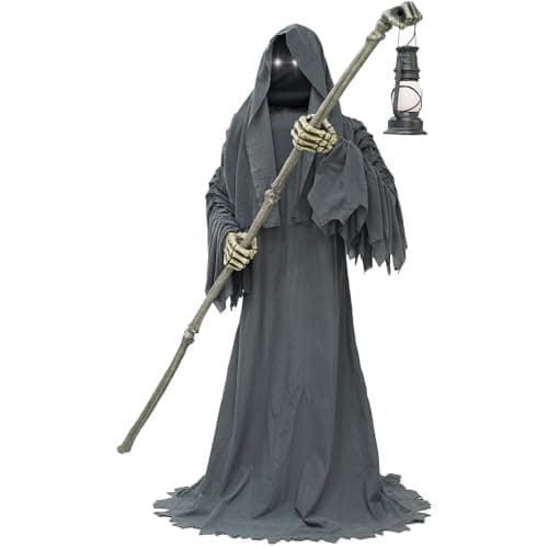 Haunted Hill Farm Motion-Activated 6-Ft. Tall Ghostly Guide, Plug-in Talking Scare Prop Animatronic with Spooky Sound Effects and Lights for Indoor or Covered Outdoor Creepy Halloween Decoration - Image 1