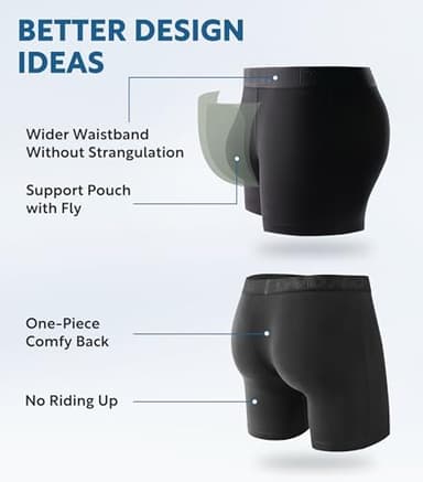 DAVID ARCHY Men's Boxer Briefs, Soft and Breathable Underwear with Moisture-Wicking Fly Underwear for Men 4 Pack(L, Black - 5.5" in 4 Pack) - Image 5
