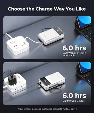 JOYFAR Portable-Charger-Power-Bank Travel Essentials Battery Pack USB C 30000mAh Built in Cable 22.5W Phone Fast Charging Powerbank Compatible with iPhone 16 15 14 13 12 11 iPad Samsung Google (White) - Image 7