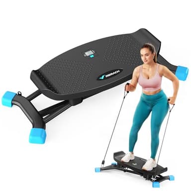 MERACH Balance Board for Adults, Wobble Board with Resistance Bands, Portable Wiggle Balance Trainer Featuring LCD Monitor, 300 lbs Capacity Ski Slide Rock Stepper for Full Body Workout at Home Gym - Image 1