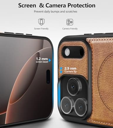 WTCASE Magnetic for iPhone 17 Pro Max Leather Case,Built-in Invisible Stand [Compatible with Magsafe] Protective Slim Kickstand Phone Cover for iPhone 17 Pro Max,Brown - Image 6