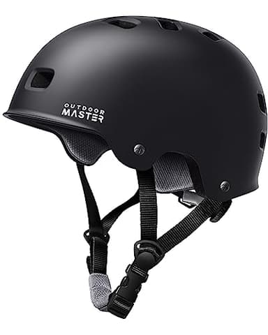 OutdoorMaster Skateboard Cycling Helmet - Two Removable Liners Ventilation Multi-Sport Scooter Roller Skate Inline Skating for Kids, Youth & Adults - L - Black - Image 1