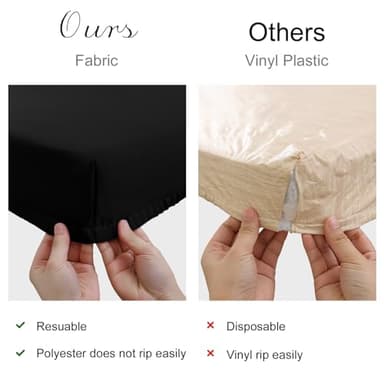 homing 2 Pack Rectangle Table Cloth, Elastic Fitted Fabric Tablecloth Fits for 6 Foot Folding Tables, Washable Table Cover for Picnic, Camping, Indoor & Outdoor (Black, 30" x 72") - Image 4