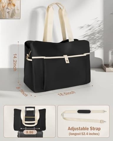 Wedama Large Tote Gym Bag for Women, Weekender Travel Duffel Bag Overnight Carry on Bag Hospital Bag for Women with Wet Pocket, Black - Image 5