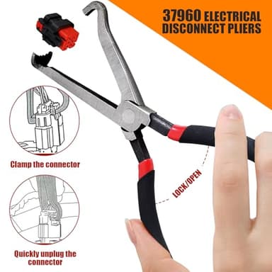 Guweta 37960 Electrical Disconnect Pliers, 8in Automotive Electrical Connector Disconnect Pliers Long Spark Plug Disassembly Pliers Tools for Push Tab Style Plugs - Image 4
