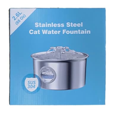 Stainless Steel Cat Water Fountain: 88oz/2.6L Ultra Quiet Pet Fountain with Flower Kitty Spout & LED Blue Light Water Dispenser with Water Level Window for Cats/Dogs Indoor (Silver) - IHOUONE - Image 11