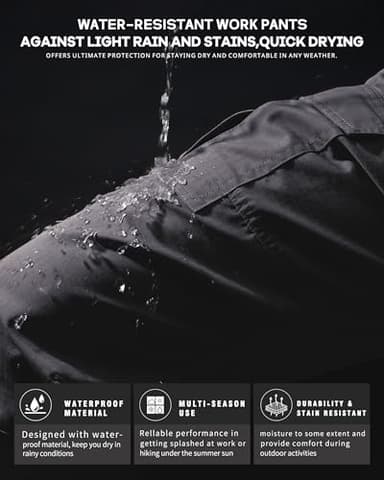 CNBQDD Mens Cargo Work Pants Water Resistant Cargo Pants Men Ripstop Construction Work Pants with Pockets Tactical Hiking Pants Dark Gray 38Wx34L - Image 5