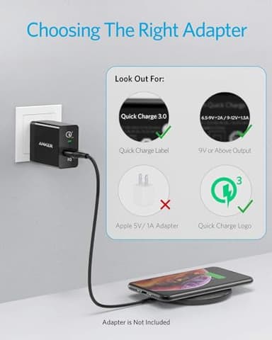 Anker 313 Wireless Charger (Pad), Qi-Certified, 10W Max Fast Charging for Samsung, Compatible with iPhone 16 Plus/15 Plus/14 Plus/12, AirPods (No AC Adapter, Not MagSafe Magnetic Charging Compatible) - Image 4