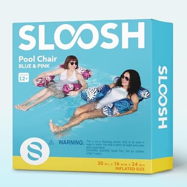 SLOOSH Inflatable Pool Floats Adult,2 Packs Floating Lounge Chairs,Blow up Pool Noodles for Adult Heavy Duty,Floating Chair for Party Summer Water Beach Lake Fun,Tropical Leaves-Pink,Blue - Image 8