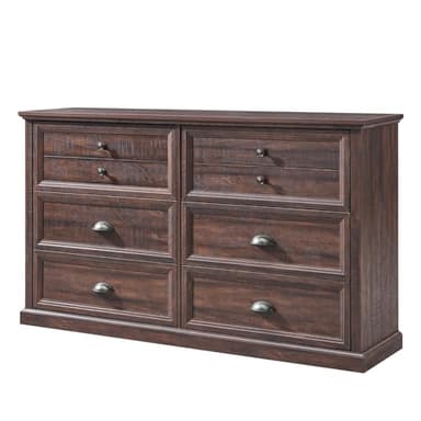 IFGET Farmhouse 6 Drawers Dresser for Bedroom, 58" Wide Dresser Chest of Drawers Organizer Storage, Wood Rustic Dresser for Closet w/Two Different Drawer Sizes for Living Room, Hallway, Brown - Image 7