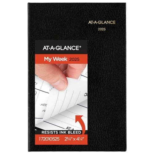 AT-A-GLANCE 2025 Fine Diary, Weekly & Monthly Diary, 2-3/4" x 4-1/4", Pocket Size, Black (72010525) - Image 1