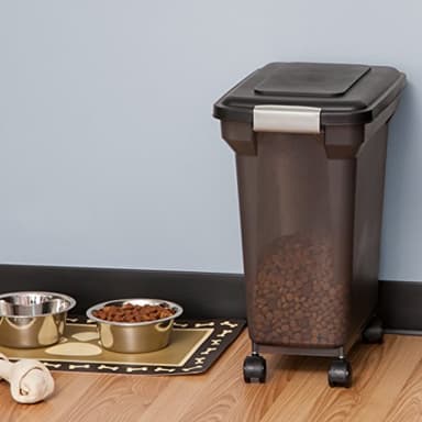 IRIS USA WeatherPro Airtight Dog Food Storage Container, Up to 22 lbs, Attachable Wheels, For Dog Cat Bird and Other Pet Food Storage Bin, Keep Fresh, Easy Mobility, BPA Free, Smoke - Image 5
