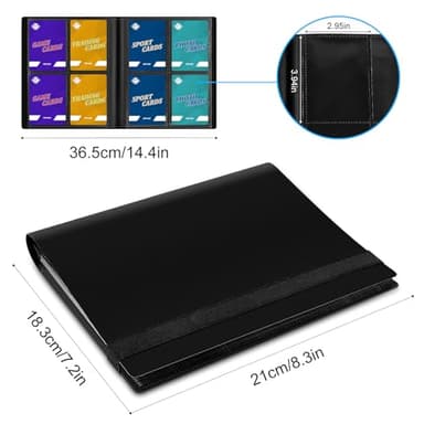 4 Pocket Card Binder for 160 Sleeves, Card Folder Ablum for Trading Cards Collection for Sports Cards, Baseball Cards, Game Cards, Mini TCG Binder Fit for MTG, Gift for Card Collector (Black) - Image 2