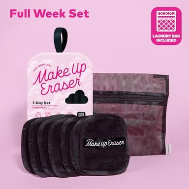 The Original MakeUp Eraser, 7-Day Set, Erase All Makeup With Just Water, Including Waterproof Mascara, Eyeliner, Foundation, Lipstick, Sunscreen, and More! Chic Black, 7ct. - Image 6
