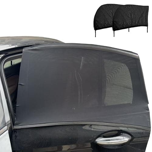 Car Rear Window Screens for Side Windows, 2 Pack Side Window Sun Shades,Stretchy Mosquito Net Cover Fit Cars SUVs - Up to 36.22”x55.1” - Image 1