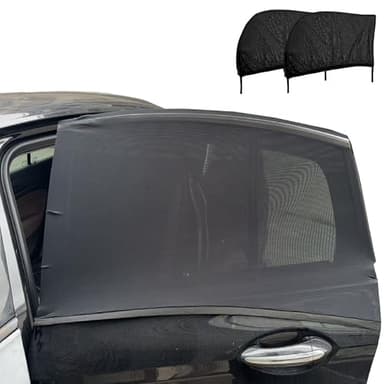 Car Rear Window Screens for Side Windows, 2 Pack Side Window Sun Shades,Stretchy Mosquito Net Cover Fit Cars SUVs - Up to 36.22”x55.1” - Image 1