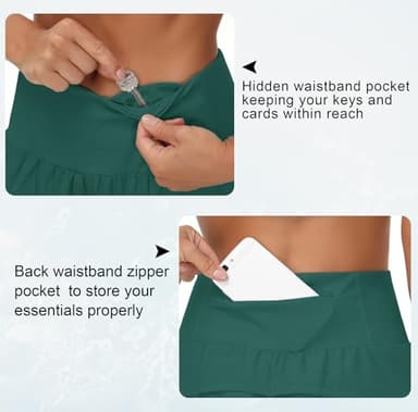 THE GYM PEOPLE Womens High Waisted Running Shorts Quick Dry Athletic Workout Shorts with Mesh Liner Zipper Pockets Dark Green - Image 4